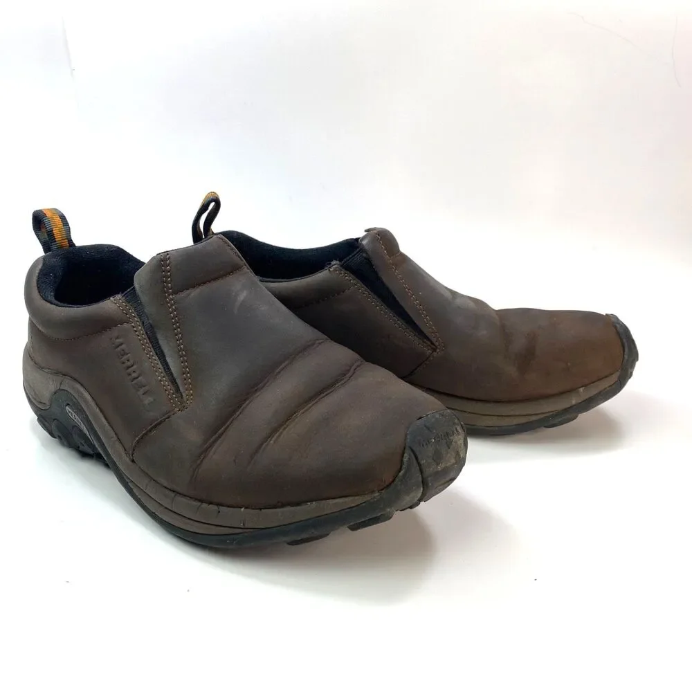 Merrell Jungle Brown Moc NuBuck Leather Slip-On Clog Shoes Size 9 Duel Density